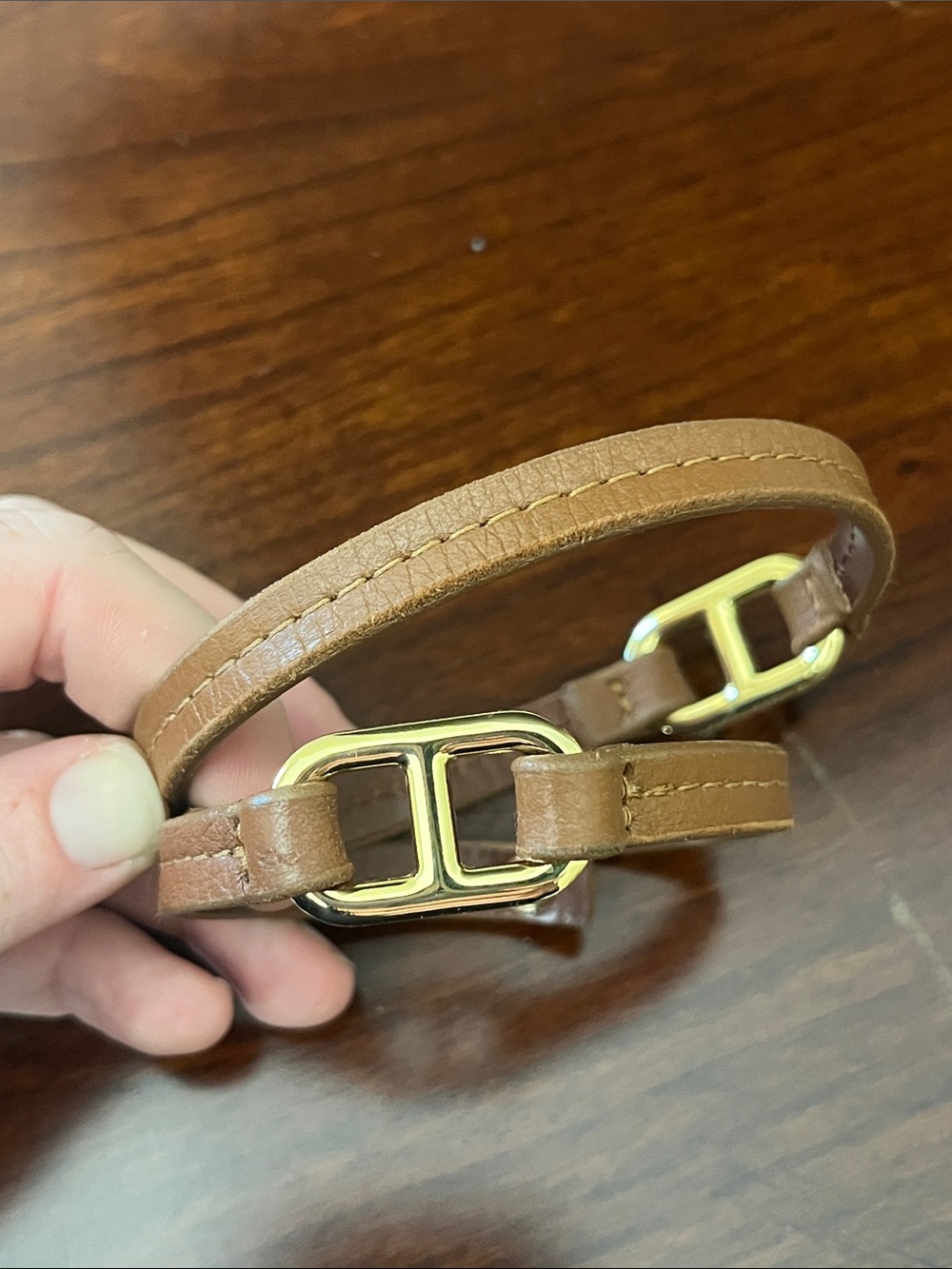 Tory Burch Tan Leather Bracelet with Gold Hardware